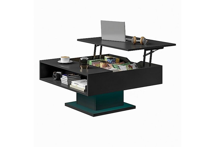 radelldar Couchtisch höhenverstellbar mit LED Beleuchtung matt. 78x78x40cm, günstig online kaufen