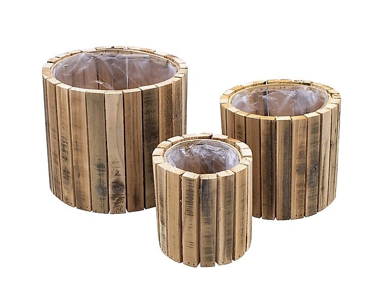 Spetebo Blumentopf Holz Pflanztopf im 3er Set - 23 / 20 / 14 cm (Set, 1 St. günstig online kaufen