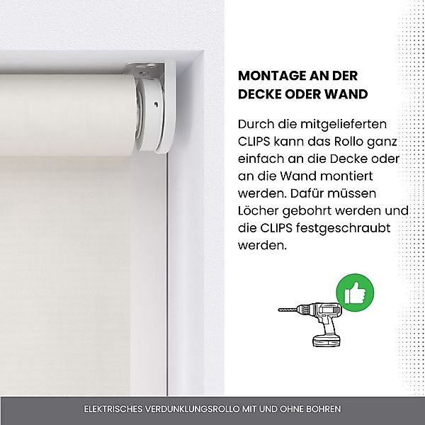Elektrisches Rollo Verdunklungsrollo mit Zugmotor aufladbarer günstig online kaufen