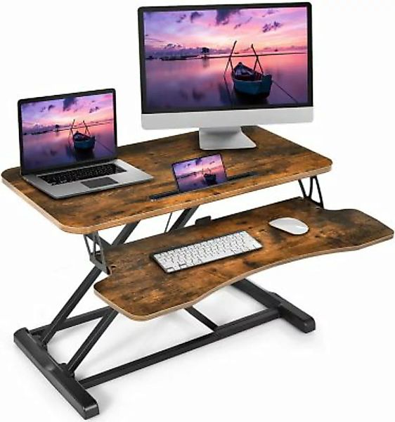 COSTWAY® Sitz-Steh-Schreibtisch höhenverstellbar braun günstig online kaufen