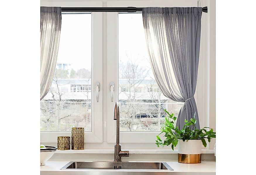 relaxdays Duschvorhangstange Schwarze Teleskopstange Edelstahl, Kunststoff, günstig online kaufen