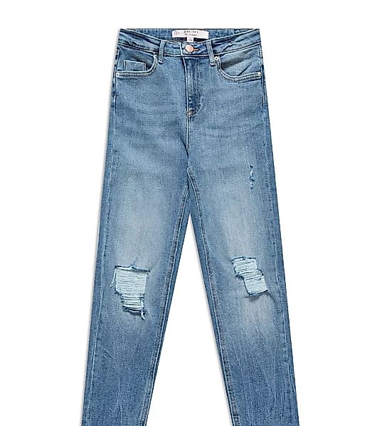 Miss Selfridge Petite – Boyfriend-Jeans in mittelblauer Waschung günstig online kaufen