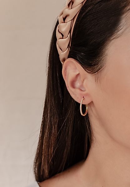 Hey Happiness Paar Creolen 925 Silber Kristalle Klein Mittel Groß, 18K Rosé günstig online kaufen