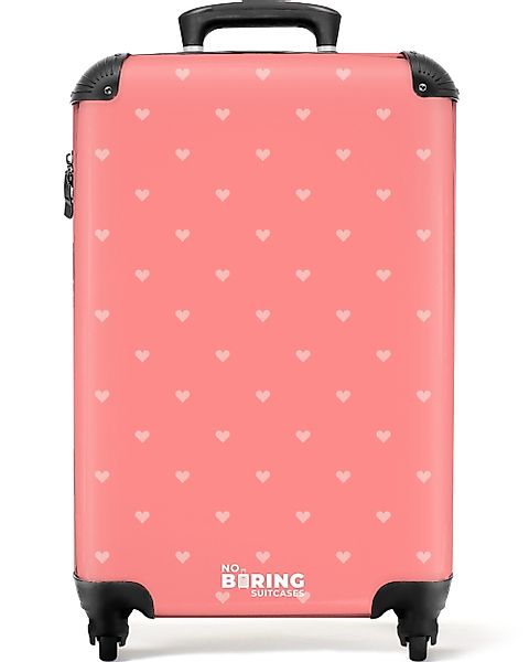NoBoringSuitcases.com© Hartschalen-Trolley Rosa Herzen 55x35x20cm, 4 günstig online kaufen