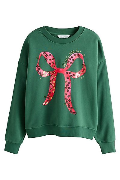 Next Sweater Sweatshirt mit Schleifengrafik + Pailletten (1-tlg) günstig online kaufen