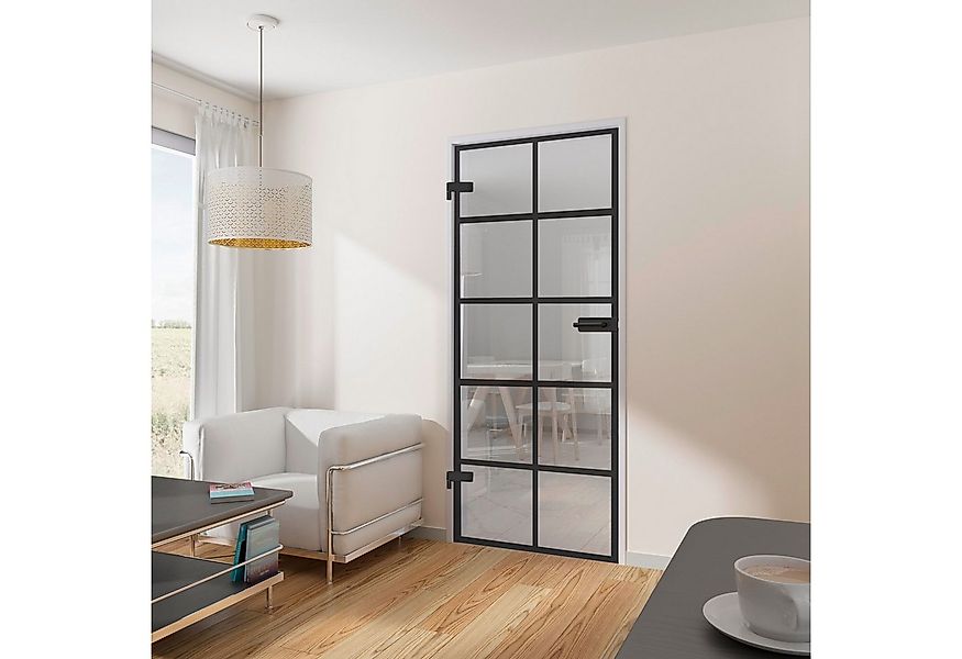 inova wohnen Zimmertür mit schwarzem 10 Felder Dekor 83,4 x 197,2 cm, inkl. günstig online kaufen