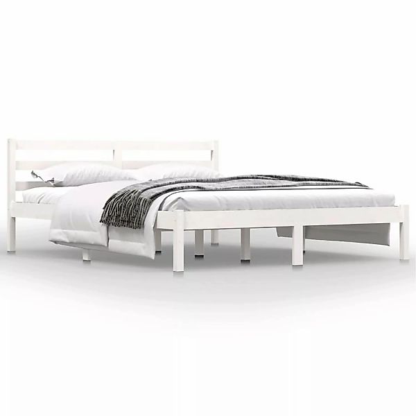 Vidaxl Massivholzbett Kiefer 150x200 Cm Weiß 5ft King Size günstig online kaufen