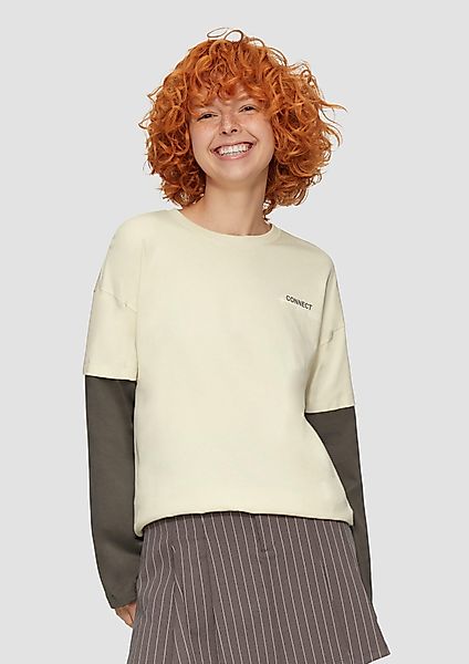QS Langarmshirt Two-Layer-Longsleeve mit Print Layering günstig online kaufen