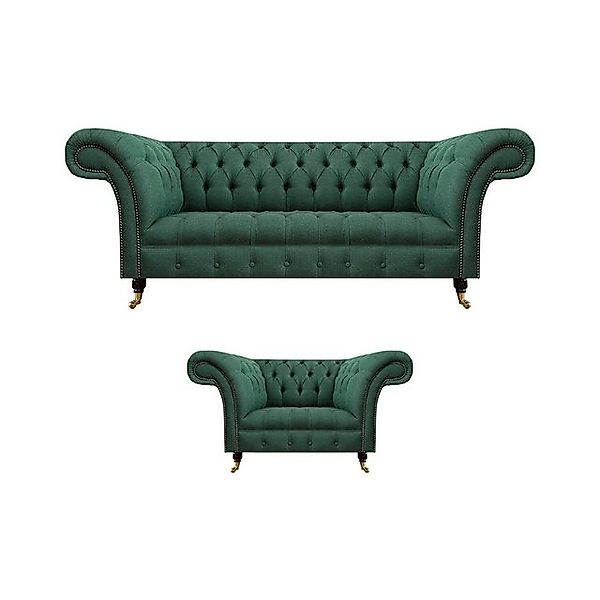 JVmoebel Chesterfield-Sofa Luxus Komplett Grün Dreisitzer Sofa Chesterfield günstig online kaufen