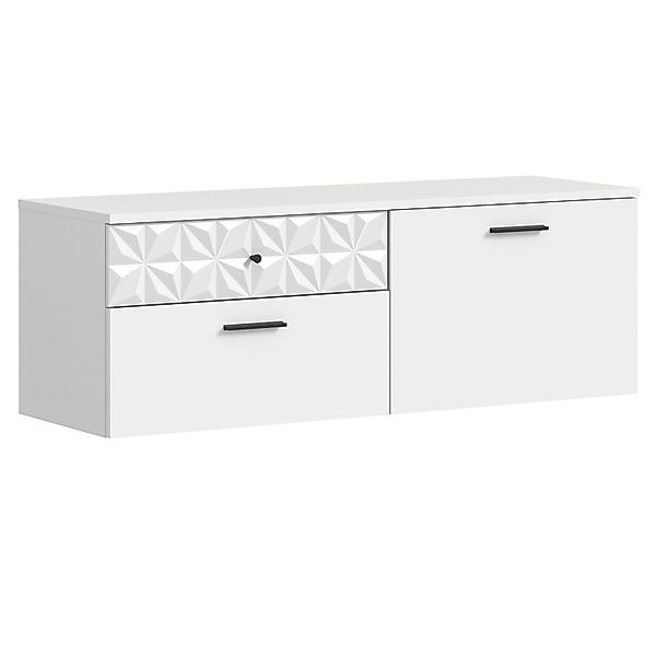 Inn.Furn Schuhschrank Hängend in Weiß Hochglanz 110 cm Relief günstig online kaufen
