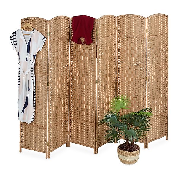 relaxdays Paravent 6 teilig in Natur günstig online kaufen