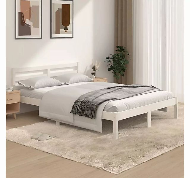 furnicato Bett Massivholzbett Kiefer 135x190 cm Weiß günstig online kaufen