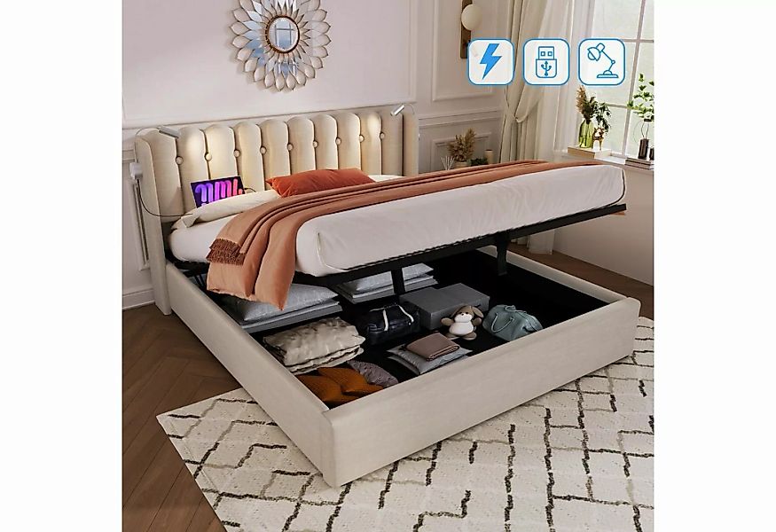 BlingBin Einzelbett Polsterbett (1-tlg., Ladefunktion und Bettkasten, mit L günstig online kaufen