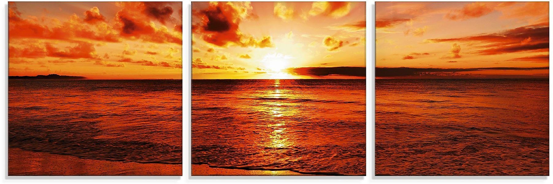Artland Glasbild Schöner Sonnenuntergang Strand, Gewässer günstig online kaufen