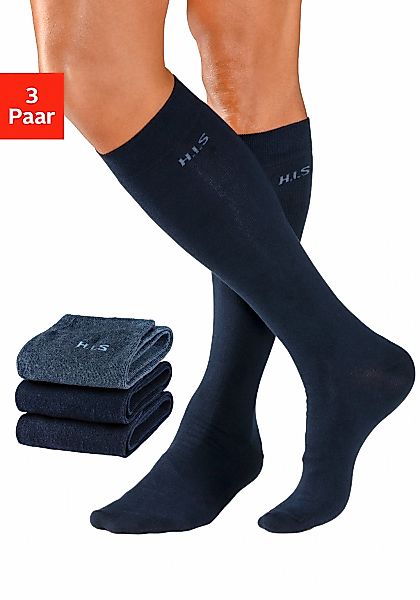 H.I.S Kniestrümpfe Packung, 3 Stk. tlg. mit druckfreiem Bündchen günstig online kaufen