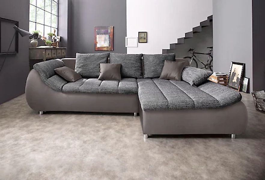 INOSIGN Ecksofa »Imola elegant und bequem, aktuelle Steppung im Sitz, L-For günstig online kaufen