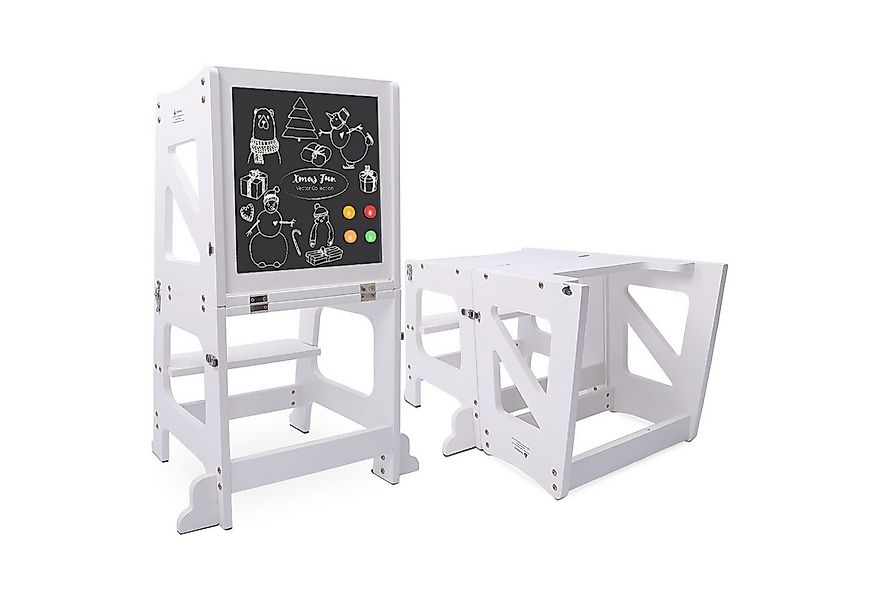OUNUO Kinderstuhl Klappbarer Tritthocker Lernturm mit Zeichenbrett, für Kin günstig online kaufen
