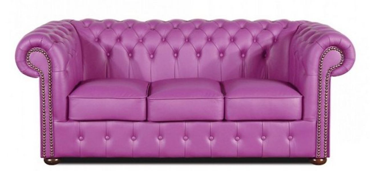 Casa Padrino 3-Sitzer Echtleder 3er Sofa Violett 200 x 90 x H. 78 cm - Luxu günstig online kaufen