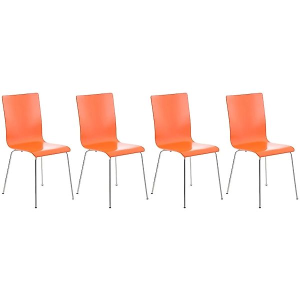 DELUKE 4er Set Besucherstuhl TUNIS Holz Orange 43x47x87cm Konferenzstuhl Wa günstig online kaufen