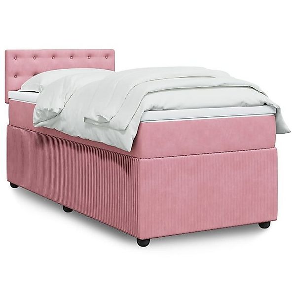 vidaXL Boxspringbett, Boxspringbett mit Matratze Rosa 90x190 cm Samt günstig online kaufen