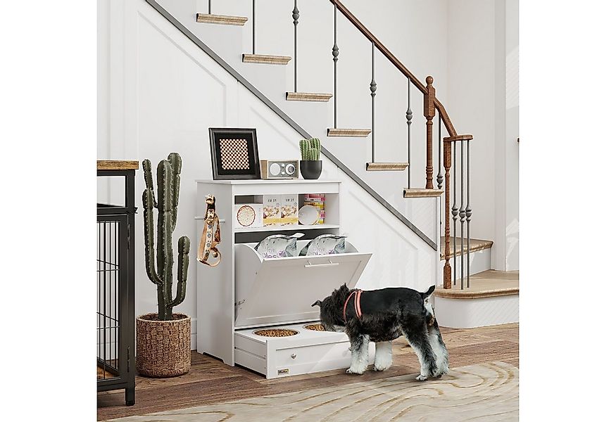 PawHut Futterstation Haustier-Futterschrank mit 2 Edelstahlnäpfen, 3 Haken, günstig online kaufen