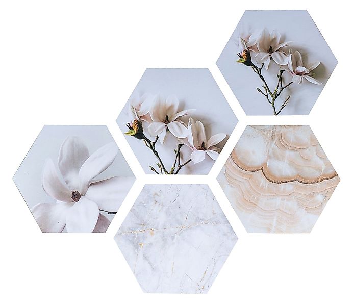 Levandeo® Wandbild, Hexagon Wandaufkleber je 32x28cm günstig online kaufen
