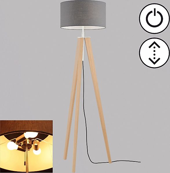 FISCHER & HONSEL Stehlampe »Shine-Wood«, für Leuchtmittel 3 x E27, Höhe 164 günstig online kaufen