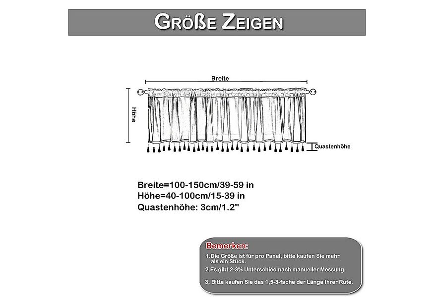 Jibenhome Scheibengardine Kurze Vorhang Scheibengardine mit Quasten (2 St), günstig online kaufen