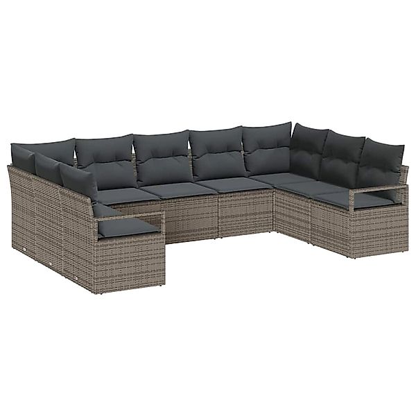 vidaXL Garten-Sofa-Set 9-Tlg Grau Poly Rattan 3346539 günstig online kaufen