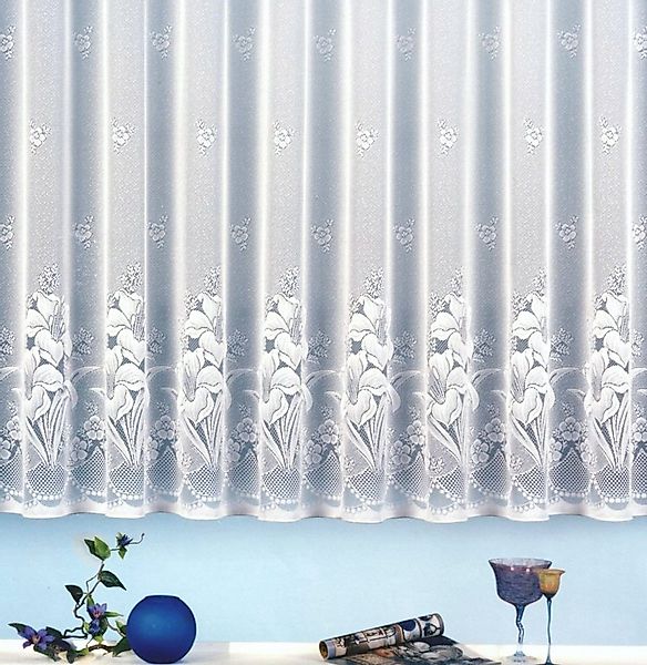 heimtexland Gardine Jacquard Stores Gardine Blumen weiß Fertigstore (1 St), günstig online kaufen