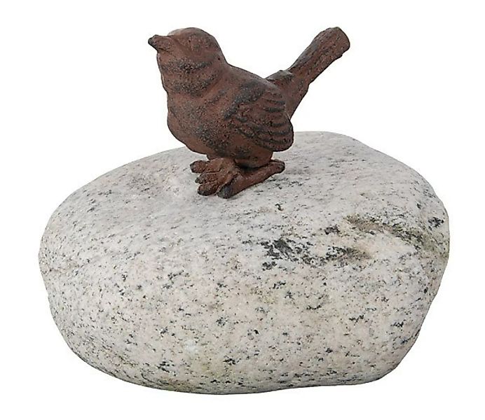 Dekofigur Vogel Gusseisen auf Stein Gartendeko Animals on the Rocks günstig online kaufen