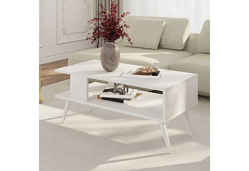 en.casa Couchtisch, »Lycksele« Wohnzimmertisch 40x90x45cm Weiß günstig online kaufen