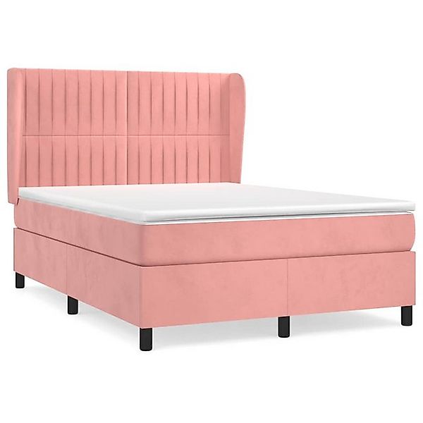 vidaXL Boxspringbett mit Matratze Rosa 140x190 cm Samt1469747 günstig online kaufen