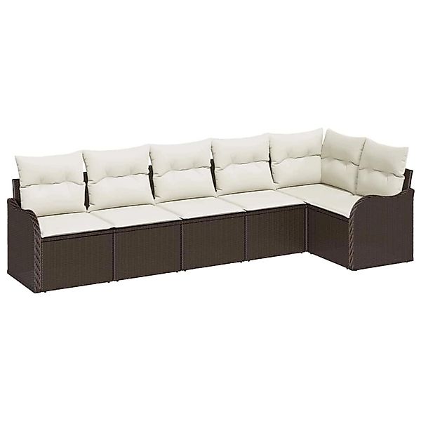 vidaXL Garten-Sofa-Set mit Kissen 6-Tlg Braun Poly Rattan 3345718 günstig online kaufen