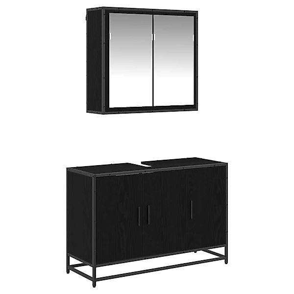 vidaXL Badezimmermöbel-Set 2-Tlg Schwarz Eichen-Optik Holzwerkstoff 3402359 günstig online kaufen