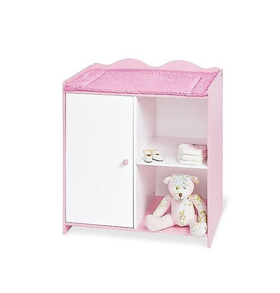 Pinolino® Puppenwickeltisch Jasmin mit Wickelauflage & Stauraum - Rosa-Weiß günstig online kaufen