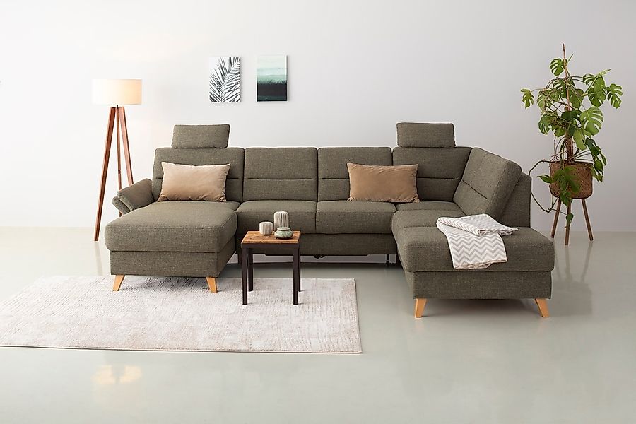 Home affaire Wohnlandschaft "Westerland U-Form" Federkern, wahlweise Bettfu günstig online kaufen