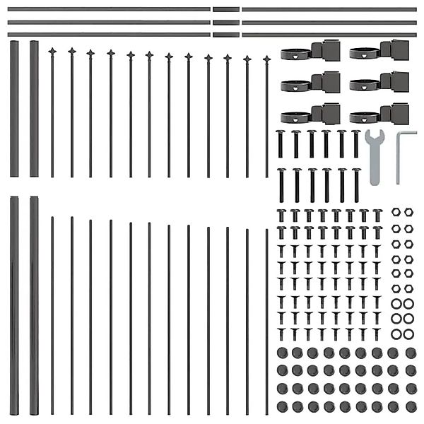 vidaXL Gartenzaun Grau 170 x 175 cm Pulverbeschichteter Stahl 42003906 günstig online kaufen