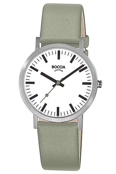 Boccia Quarzuhr Damenuhr Titan mit Lederband Salbeigrün günstig online kaufen
