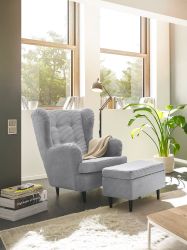 ED EXCITING DESIGN Ohrensessel "Oskar" mit Massivholzfüßen günstig online kaufen
