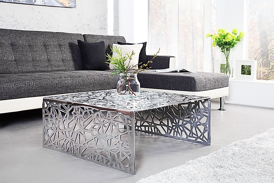 riess-ambiente Couchtisch ABSTRACT 60cm silber, Wohnzimmer · Metall · eckig günstig online kaufen