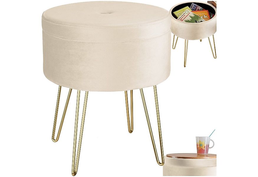 tectake Sitzhocker Schminkhocker Ava gepolstert in Samtoptik 300kg mit Stau günstig online kaufen