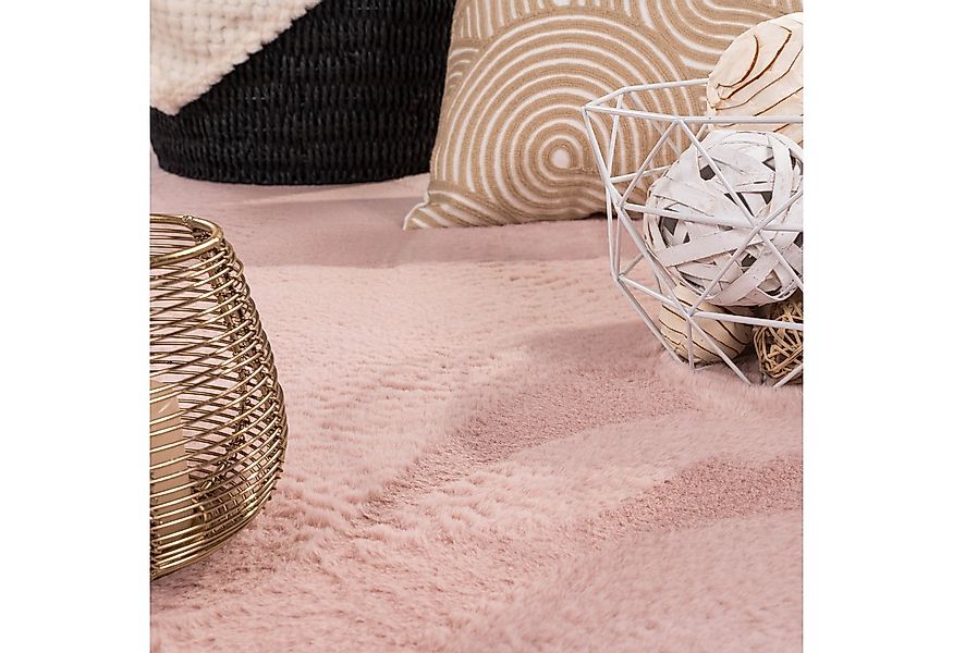 Carpetia Teppich Teppich rosa Hasenfell-Optik elegant weich mit feinem Schi günstig online kaufen