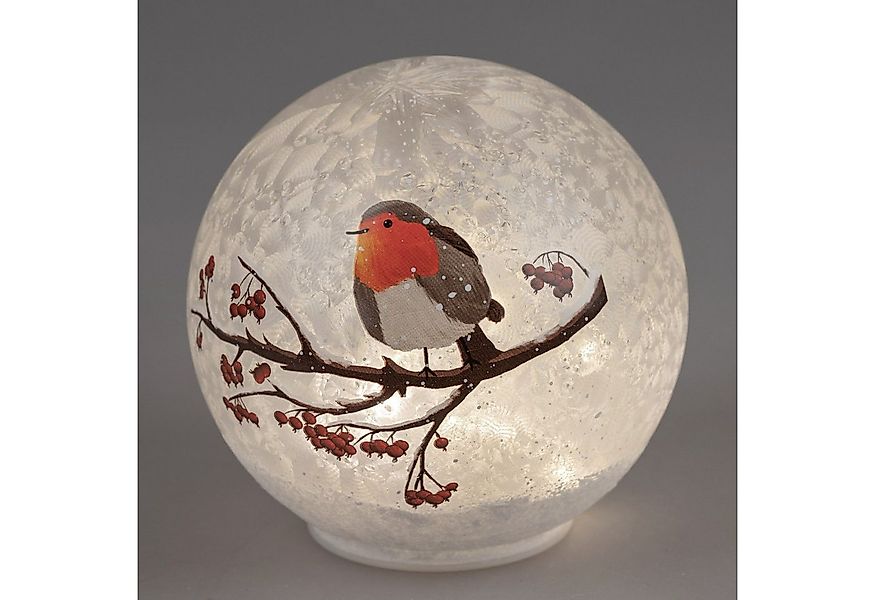 formano Dekokugel Winterzeit, Mit Timerfunktion, Weiß, Motiv: Vogel günstig online kaufen