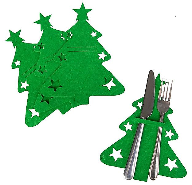 MICA Weihnachtsfigur Besteckhülle Tannenbaum grün - ca. 21,5 x 13 cm - 4 St günstig online kaufen