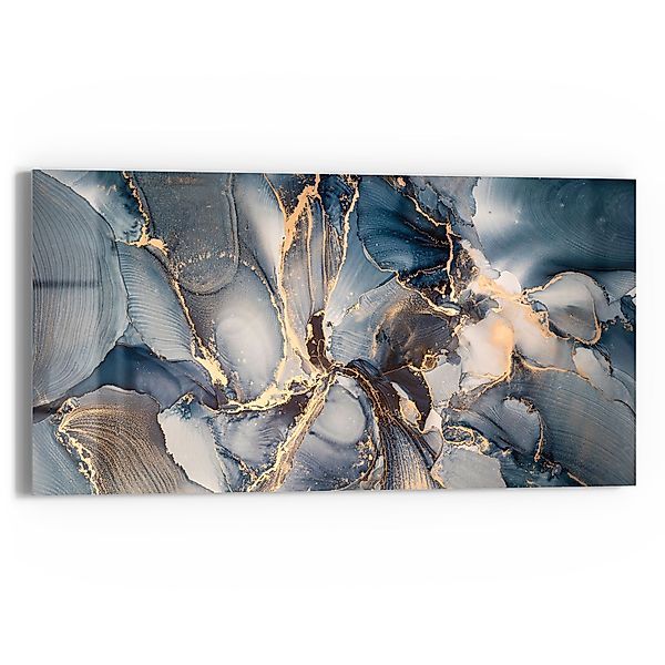 DEQORI Glasbild 'Marmor-Farbspiel mit Gold', 'Marmor-Farbspiel günstig online kaufen