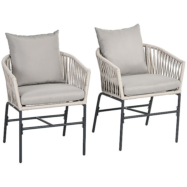 Outsunny Sitzgruppe 2er-Set Gartenstühle mit Kissen günstig online kaufen