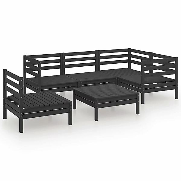 6-tlg. Garten-lounge-set Massivholz Kiefer Schwarz günstig online kaufen