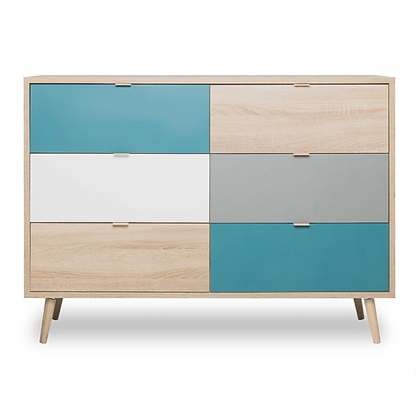 Furn.Design Schubladenkommode Scandi Eiche Sonoma 120 cm 6 Schubkästen Colo günstig online kaufen