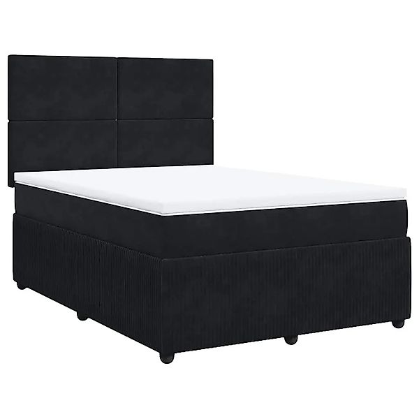 vidaXL Boxspringbett mit Matratze Schwarz 140x200 cm Samt 3294654 günstig online kaufen